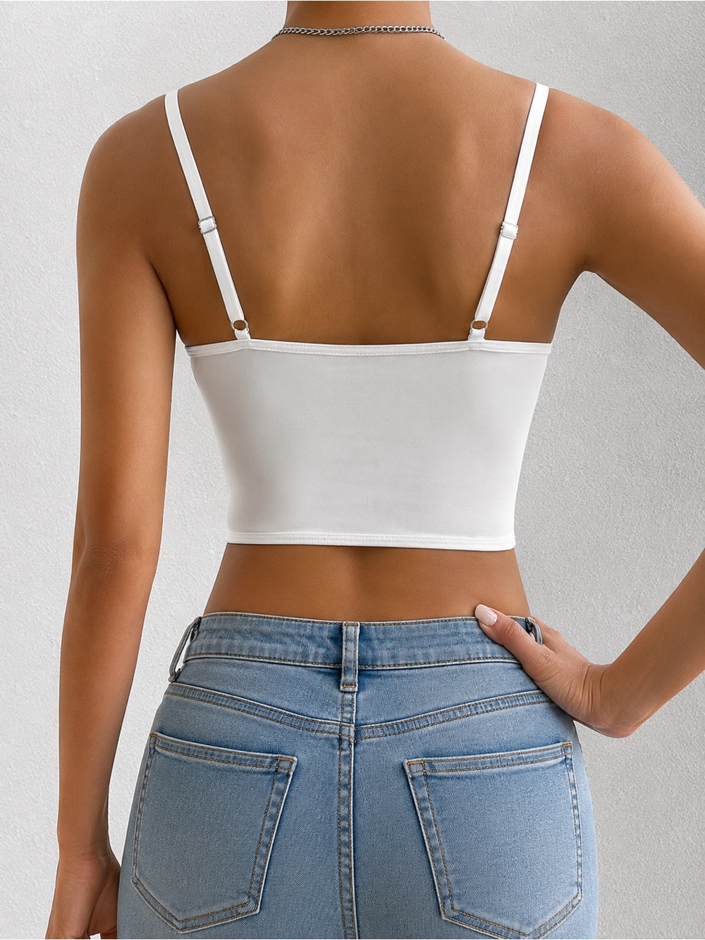 White Lace Corset Sheer Crop Top Bralette - Picture 6 of 7
